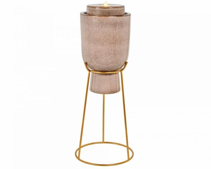 Waterornament NIEUW Zandkleurig op gouden voet, Tuin en Terras, Waterpartijen en Fonteinen, Nieuw, Waterornament, Overige materialen