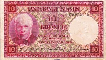 LANDSBANKI ISLANDS 10 KRONUR 1928 beschikbaar voor biedingen