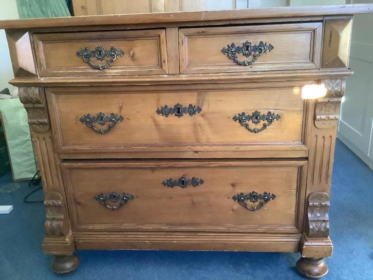 Oude grenen commode, Huis en Inrichting, Kasten | Ladekasten, Gebruikt, Minder dan 100 cm, 50 tot 100 cm, 50 tot 75 cm, Grenenhout