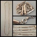 Zilver, bijzonder zilveren collier,  90 cm lang!, Sieraden, Tassen en Uiterlijk, Antieke sieraden, Ophalen of Verzenden, Zilver