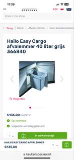Hailo Easy Cargo Afvalemmer 40 Liter Grijs, Ophalen, Kunststof, Nieuw, 40 liter of meer