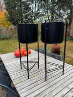 2 zwarte Plantenstandaards - 28x66 cm, Ophalen, Minder dan 60 cm, Rond, Nieuw
