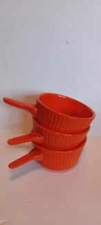 Set van 6 oranje kommetjes met handvat, Verzenden