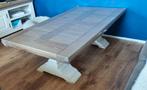 Acaciahout salontafel plus eethoek set, Ophalen, Gebruikt, 100 tot 150 cm, Klooster / landelijk