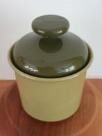Olijfgroene retro pot/beker met inzetstuk en deksel, Emsa, Ophalen of Verzenden, Huis en Inrichting
