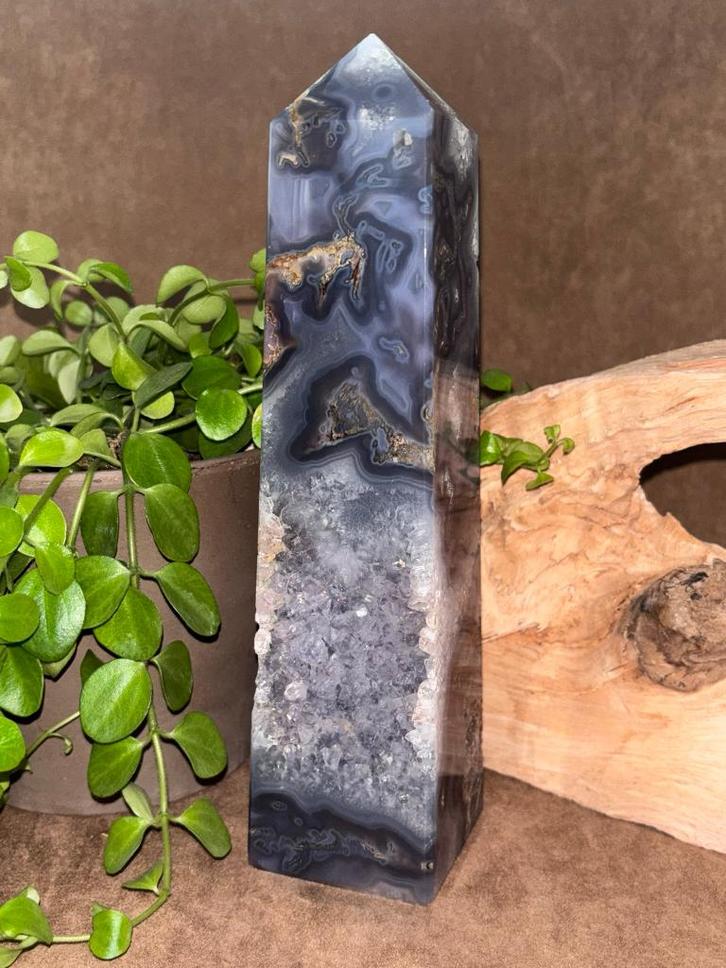 Druzy Agaat punt, groot, Verzamelen, Mineralen en Fossielen, Mineraal, Ophalen of Verzenden