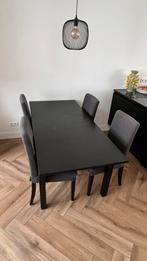 MOET WEG IKEA Bjursta eettafel met 4x Henriksdal stoelen, 50 tot 100 cm, Gebruikt, Rechthoekig, Ophalen of Verzenden