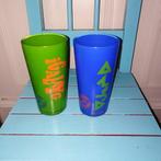 Fanta glazen Welcome to the World of Fanta blauw en groen, Ophalen, Glas of Glazen, Gebruikt, Glas