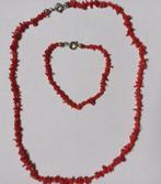 Vintage rode koralen ketting en armband, Ophalen of Verzenden, Zo goed als nieuw, Rood, Goud
