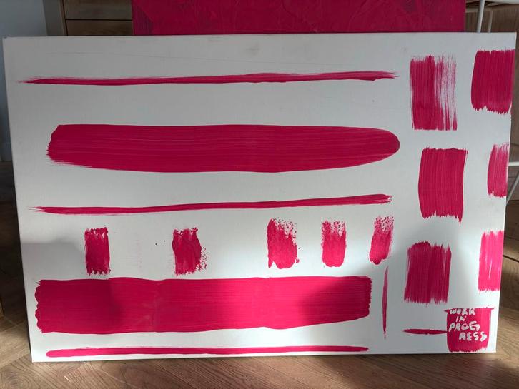 Keniaans schilderij 'Work in progress' - Lillian Kithia, Antiek en Kunst, Kunst | Schilderijen | Abstract, Ophalen