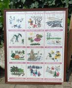 Hand geborduurd schilderij met oud Nederlandse naam maanden, Ophalen of Verzenden, Gebruikt, Handborduren, Overige typen