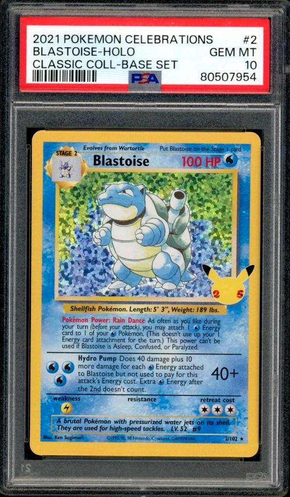 Blastoise Holo PSA 10 - 2/102 - Sword & Shield Celebrations, Hobby en Vrije tijd, Verzamelkaartspellen | Pokémon, Zo goed als nieuw