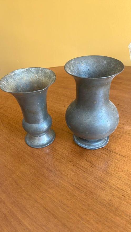 Twee oude tinnen vazen, Antiek en Kunst, Antiek | Tin, Ophalen of Verzenden