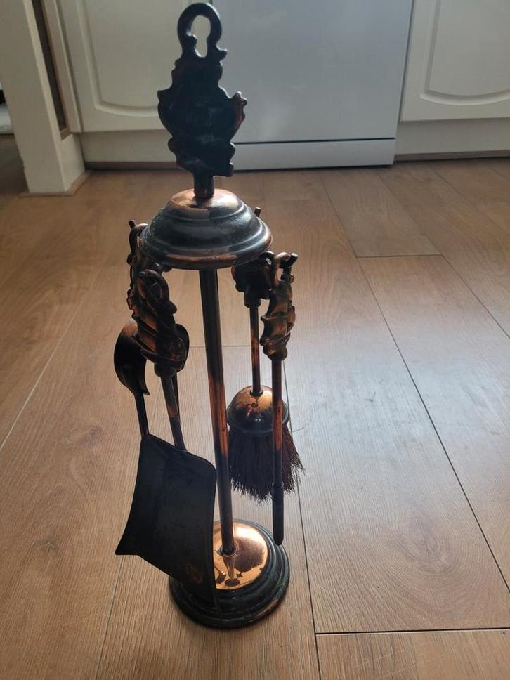 Antieke Haardstel met Scheepsmotief 50 cm hoog, Huis en Inrichting, Haarden, Gebruikt, Houthaard, Ophalen of Verzenden