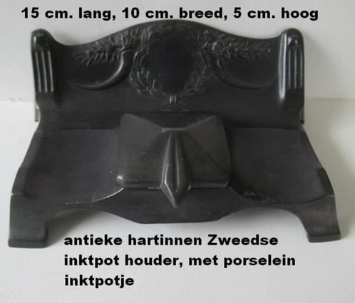 mooi antiek Zweeds hardtinnen inktpothouder, porselein potje, Antiek en Kunst, Antiek | Tin, Ophalen of Verzenden