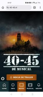 Musical 40 45 + Arrangement Sligro, Tickets en Kaartjes, Twee personen, Oktober, Arrangement