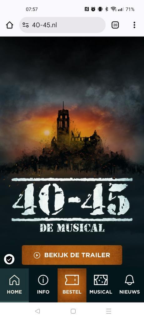 Musical 40 45 + Arrangement Sligro, Tickets en Kaartjes, Theater | Musical, Twee personen, Oktober, Arrangement