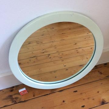 Pastelgroen ronde spiegel op hout jaren 70 vintage 44 cm beschikbaar voor biedingen