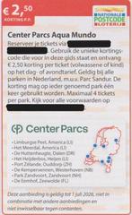 Center Parcs Aqua Mundo. Het ideale zwemparadijs € 2,50 kort, Tickets en Kaartjes, Drie personen of meer, Kortingskaart