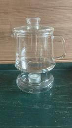 Douwe Egberts glazen theepot, glazen theelichtje/waxinelicht, Overige typen, Ophalen of Verzenden, Effen, Glas