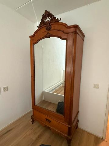 Antieke kuifkast met spiegel | massief hout | linnenkast beschikbaar voor biedingen