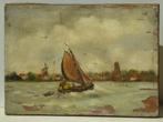 vroeg 1800's olie/hout zicht op DORDRECHT marine schip zee, Antiek en Kunst, Kunst | Schilderijen | Klassiek, Ophalen