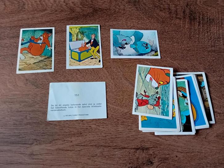 Disney Aristokatten plaatjes uit album 1972, Verzamelen, Disney, Zo goed als nieuw, Beeldje of Figuurtje, Overige figuren, Ophalen of Verzenden