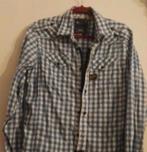 Overhemd Blouse G-star raw Ruiten Wit Blauw Rits cowboy L, G-STAR, Zo goed als nieuw, Halswijdte 41/42 (L), Verzenden