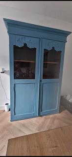 Prachtige petrol blauwe kast (massief eiken), Ophalen, 100 tot 150 cm, Zo goed als nieuw, 150 tot 200 cm