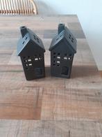 Twee stenen waxinelicht  huisjes, Huis en Inrichting, Woonaccessoires | Kandelaars en Kaarsen, Ophalen, Overige materialen, Zwart