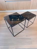 Zwart marmeren salontafels, Ophalen, Overige materialen, Minder dan 50 cm, Vierkant