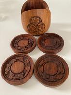 TEAK handgestoken onderzetters in houder India, Ophalen of Verzenden, Nieuw, Glas of Kopje