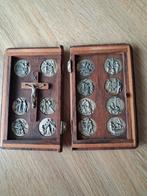 Houten Kruiswegstaties in Doos, Antiek en Kunst, Antiek | Religie, Ophalen of Verzenden