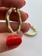 X376 Prachtige zilveren oorbellen griekse meander goudkleur, Sieraden, Tassen en Uiterlijk, Ophalen of Verzenden, X, Goud, Zilver