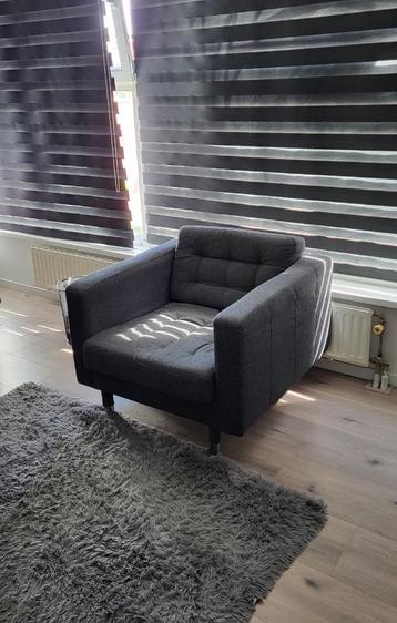 Landskrona Fauteuil (Ikea) - stof-donkergrijs-metaal € 50,- beschikbaar voor biedingen