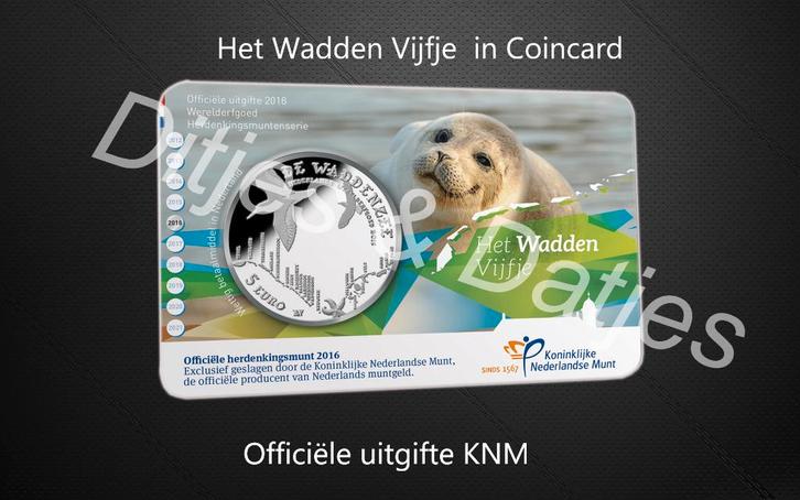 Wadden Vijfje in coincard KNM, Postzegels en Munten, Munten | Nederland, Euro's, Koningin Beatrix, Ophalen of Verzenden