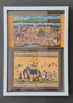 lot 2st Perzische miniaturen mini gouache schilderijtjes, Ophalen of Verzenden