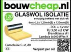 Glaswol 12cm dikte en 6meter lang €.4.25 per m2, Ophalen of Verzenden, Nieuw, Glaswol, 15 m² of meer