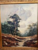 Olieverf schilderij boslandschap, gesigneerd, 78x68 cm, Overige materialen, Gebruikt, Ophalen of Verzenden, 75 cm of meer