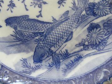 1910-1920 Koi karper antiek Japans wandbord Tezuka Kinsei beschikbaar voor biedingen