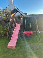Speelhuisje met glijbaan, schommel en zandbak, Ophalen, Gebruikt, Hout