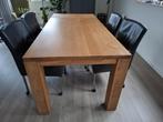Eiken eethoek tafel blank eiken mat + 4 stoelen, Ophalen, Gebruikt, Eikenhout, 50 tot 100 cm
