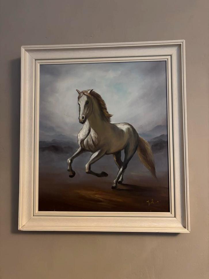 Olieverf Schilderij Lipizzaner Paard, Antiek en Kunst, Kunst | Schilderijen | Klassiek, Ophalen