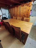Teakhouten tafel met 6 stoelen, Huis en Inrichting, Ophalen, Gebruikt, Teakhout, 50 tot 100 cm