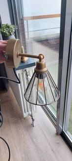 Metaal Goud/bronskleuring schemerlamp met glas, Ophalen of Verzenden, Glas