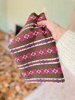 Stof bruin roze oranje streep retro vintage, Bruin, 120 cm of meer, Nieuw, Ophalen of Verzenden