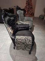 Barok tronen - zwart fluweel & zebra print - opknappers, Ophalen, Gebruikt, Eenpersoons, 75 tot 100 cm