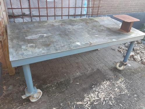 Robuuste Lastafel met RVS Blad, Doe-het-zelf en Verbouw, Werkbanken, Gebruikt, 70 tot 120 cm, Ophalen