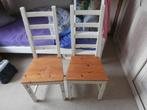 stoel eetkamerstoel 2 stuks grenen hout houten witte leuning, Huis en Inrichting, Stoelen, Ophalen, Gebruikt, Twee, Wit