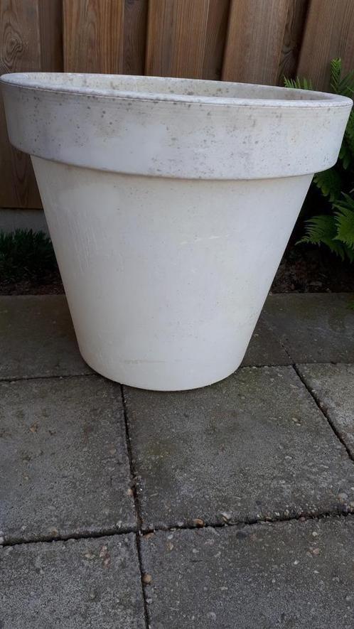 2 XXL bloempotten wit, Tuin en Terras, Bloembakken en Plantenbakken, Zo goed als nieuw, Kunststof, Balkon, Tuin, 60 cm of meer